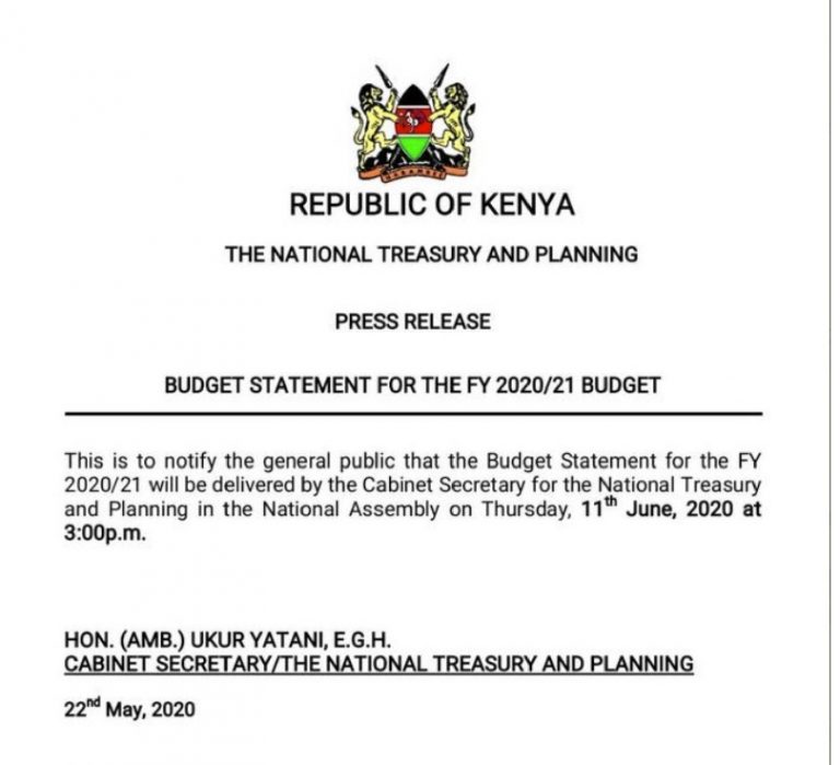 Kenya Budget statement to be read 11th June Kerosi Blog