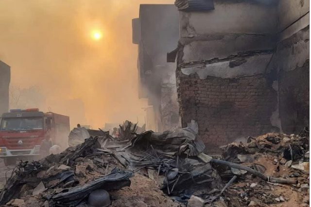 A large fire engulfs a market in Somaliland