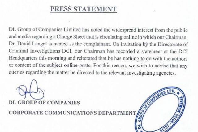 DL Group has denied that their chairman is a complainant against Morara Kebaso